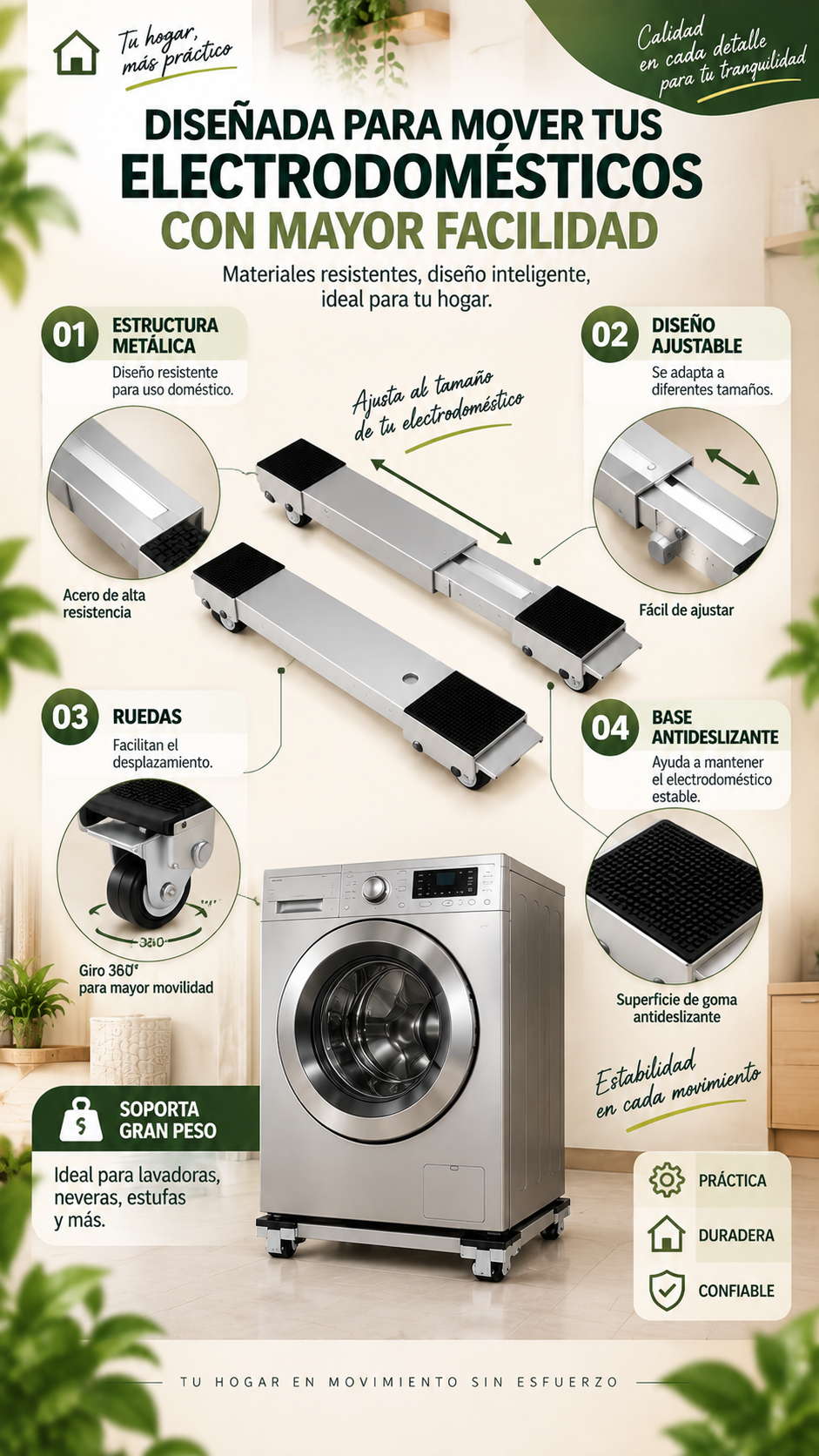Base Móvil Ajustable Electrodomésticos