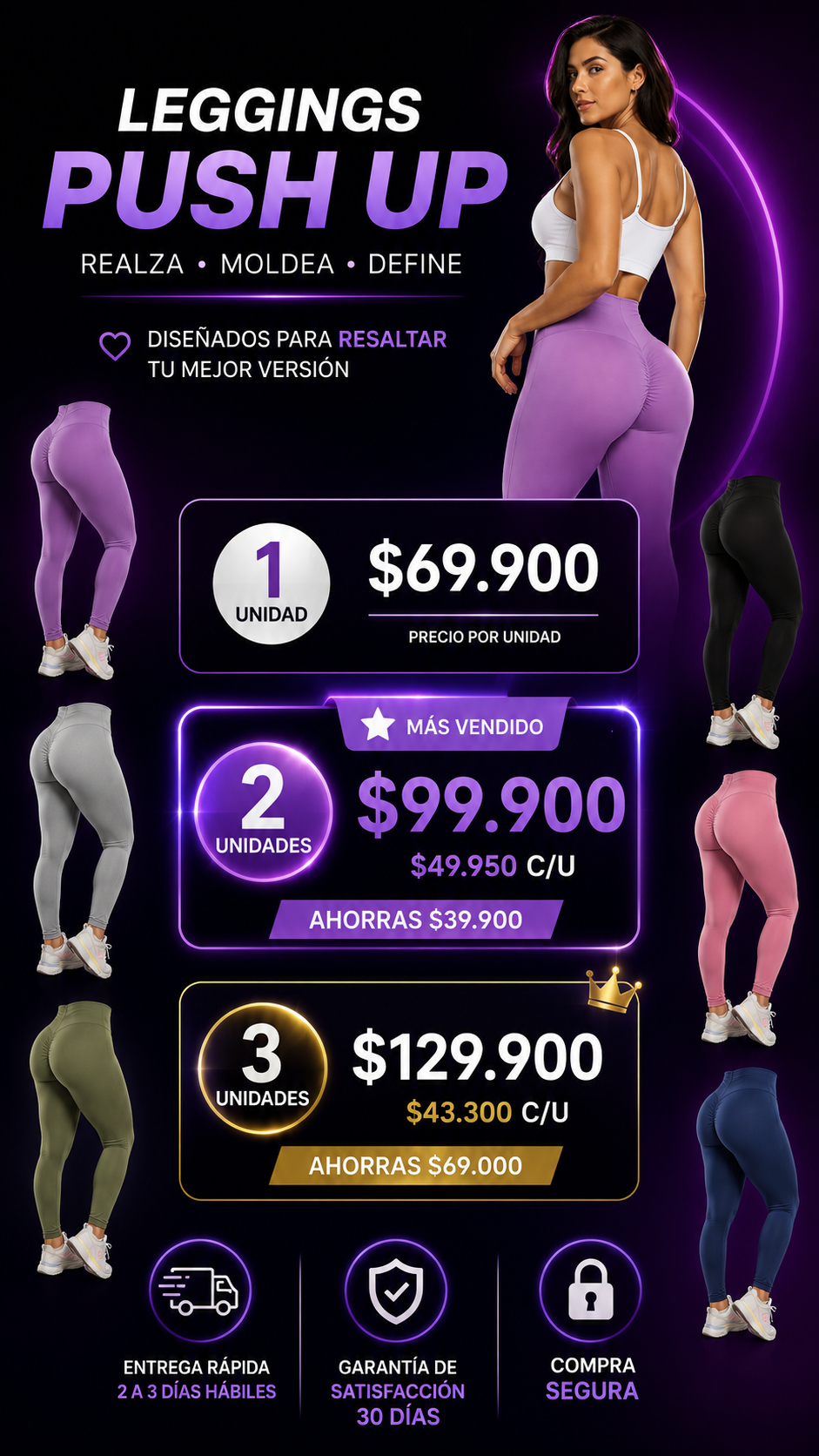 Leggings Suplex Push Up Larga